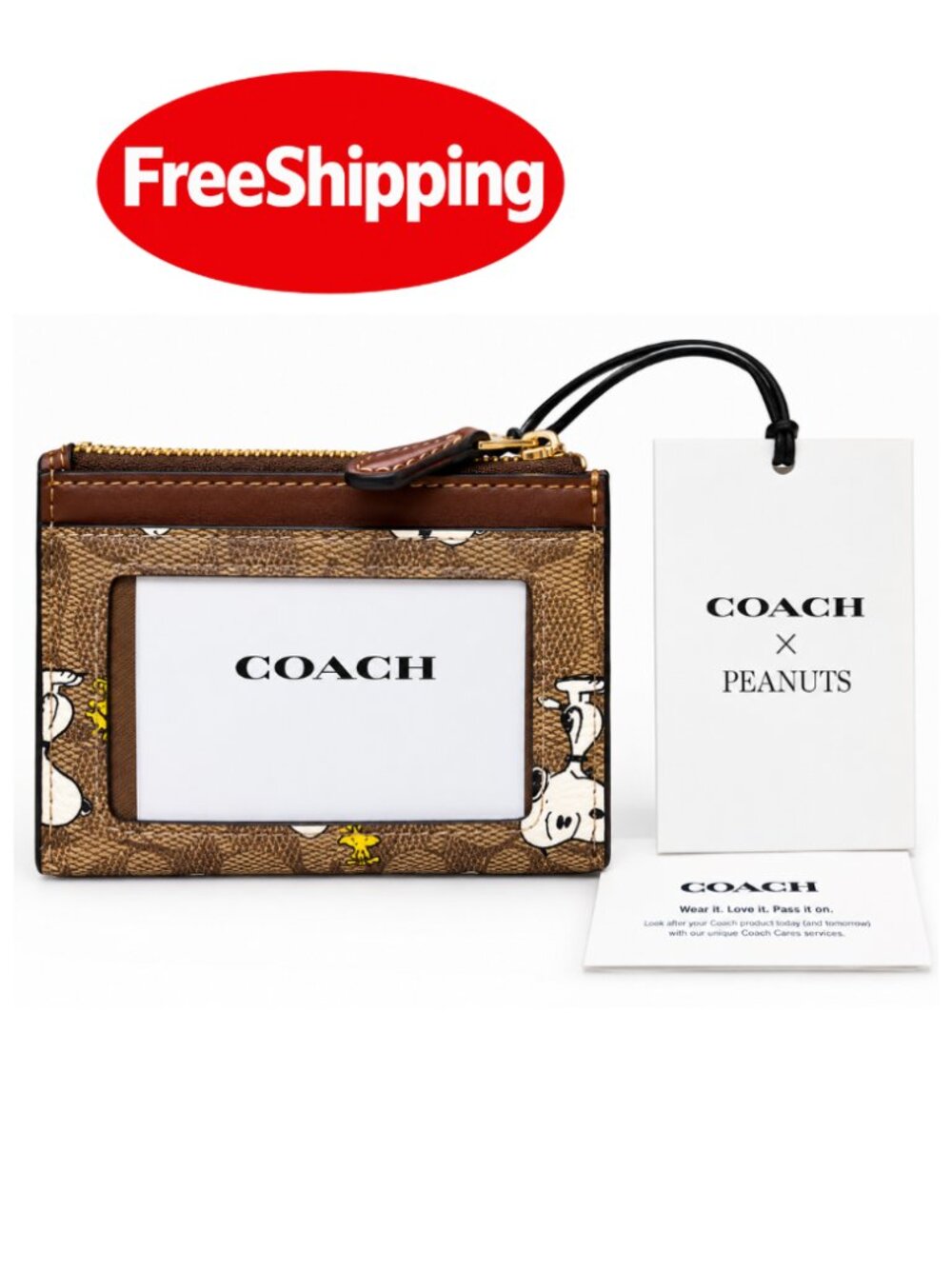 Coach X Peanuts Mini Skinny ID Case – Signature Canvas with Snoopy Print